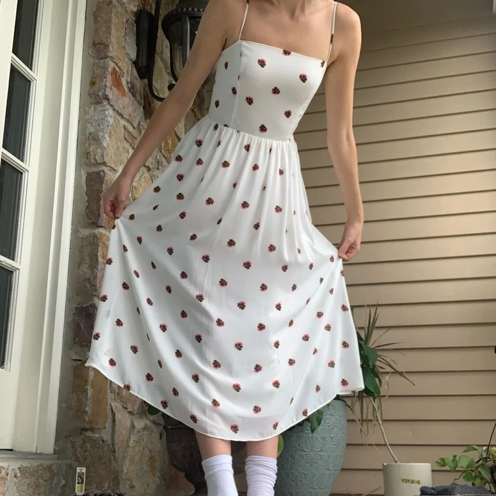 Aritzia Babaton Noel white Floral Midi Dress size 2 - Picture 1 of 13
